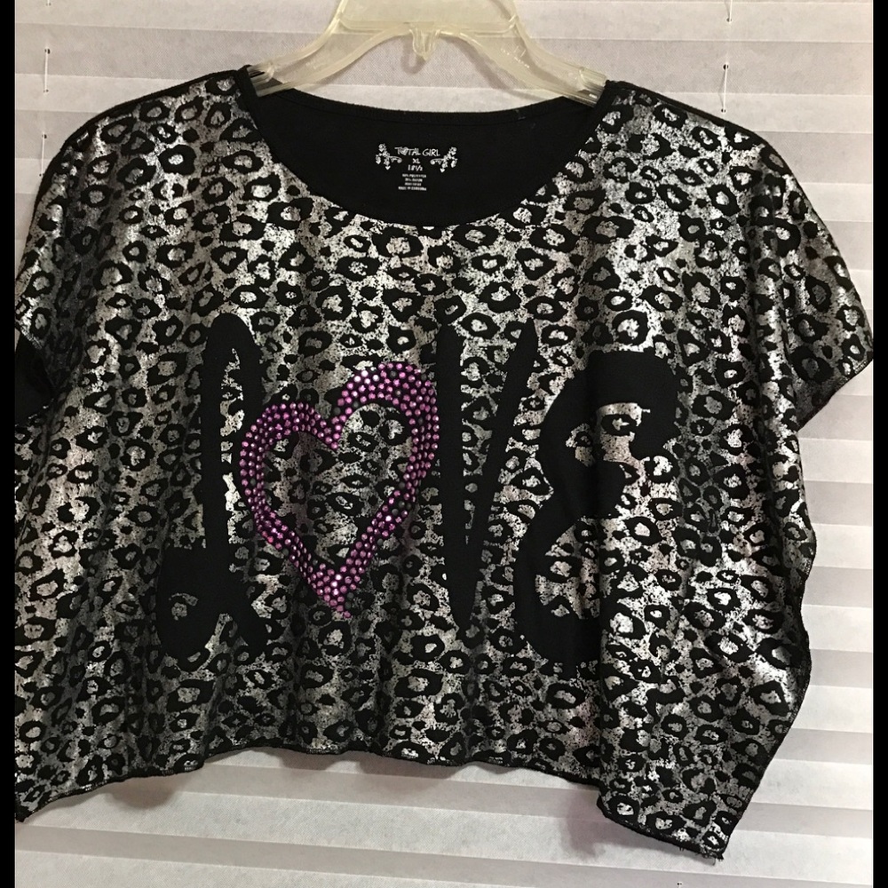TOTAL GIRL woman top w/ purple bling heart sign